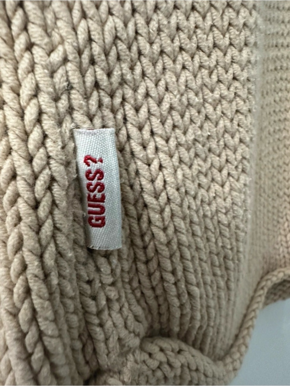 Guess Beige V-Neck Collared Knit Sweater for Women - Picture 10 of 10